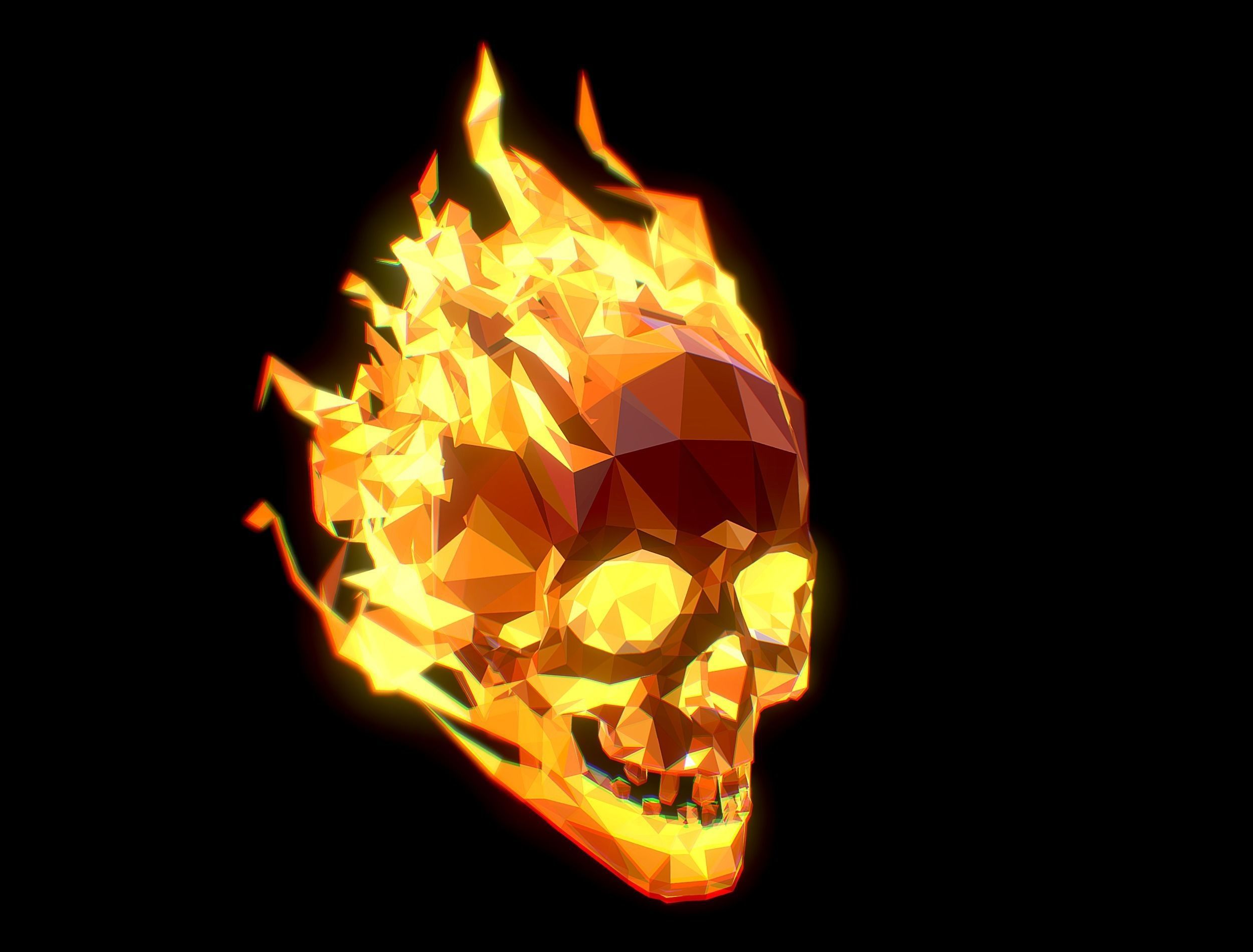 Animated Skull Low Poly Art Low-poly 3D model_1
