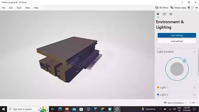  Touch Screen LCD Raspberry Pi Display in verticle attached 3D print model