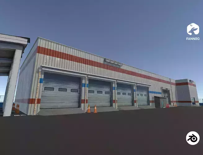 Modular - Car Service Garage Parking Interior Exterior - Blender