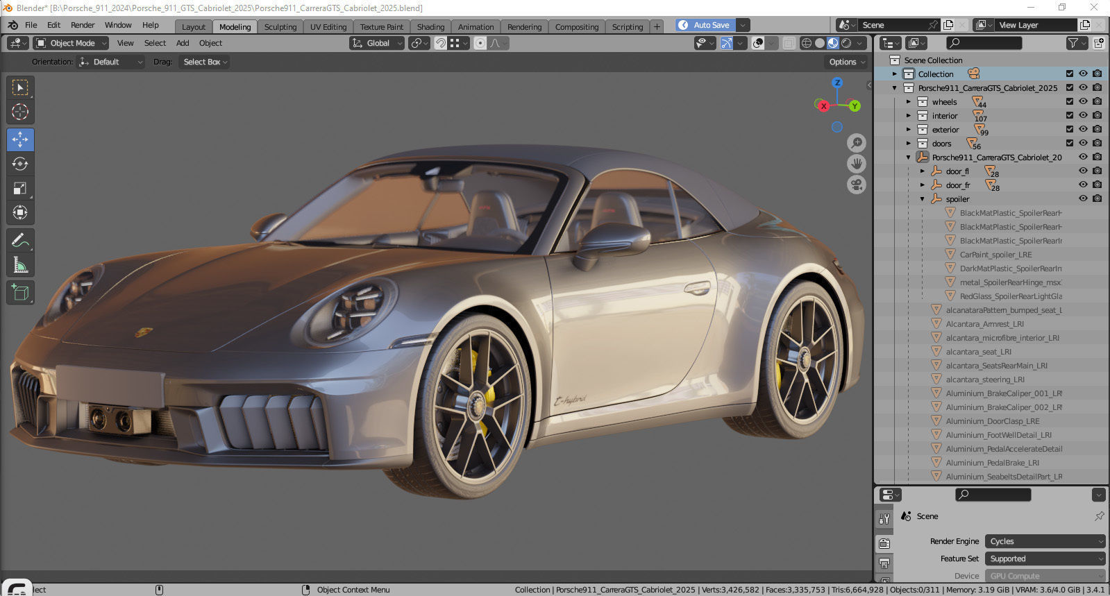 Porsche 911 Carrera GTS Cabriolet 2025 3D model_51