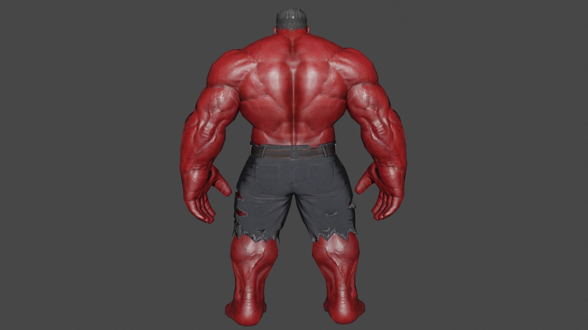 Red Hulk Low-poly 3D model_4