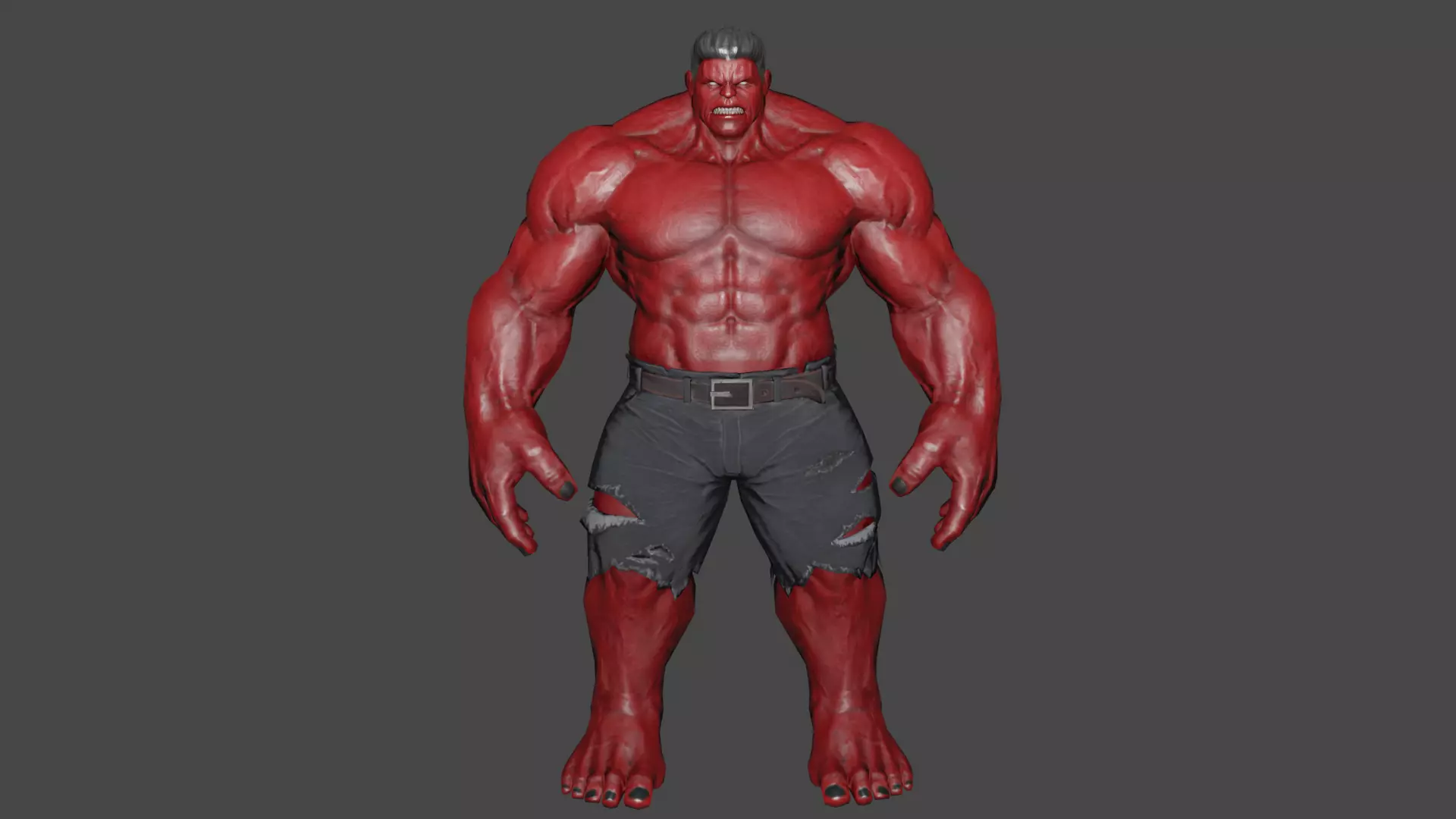 Red Hulk Low-poly 3D model_0