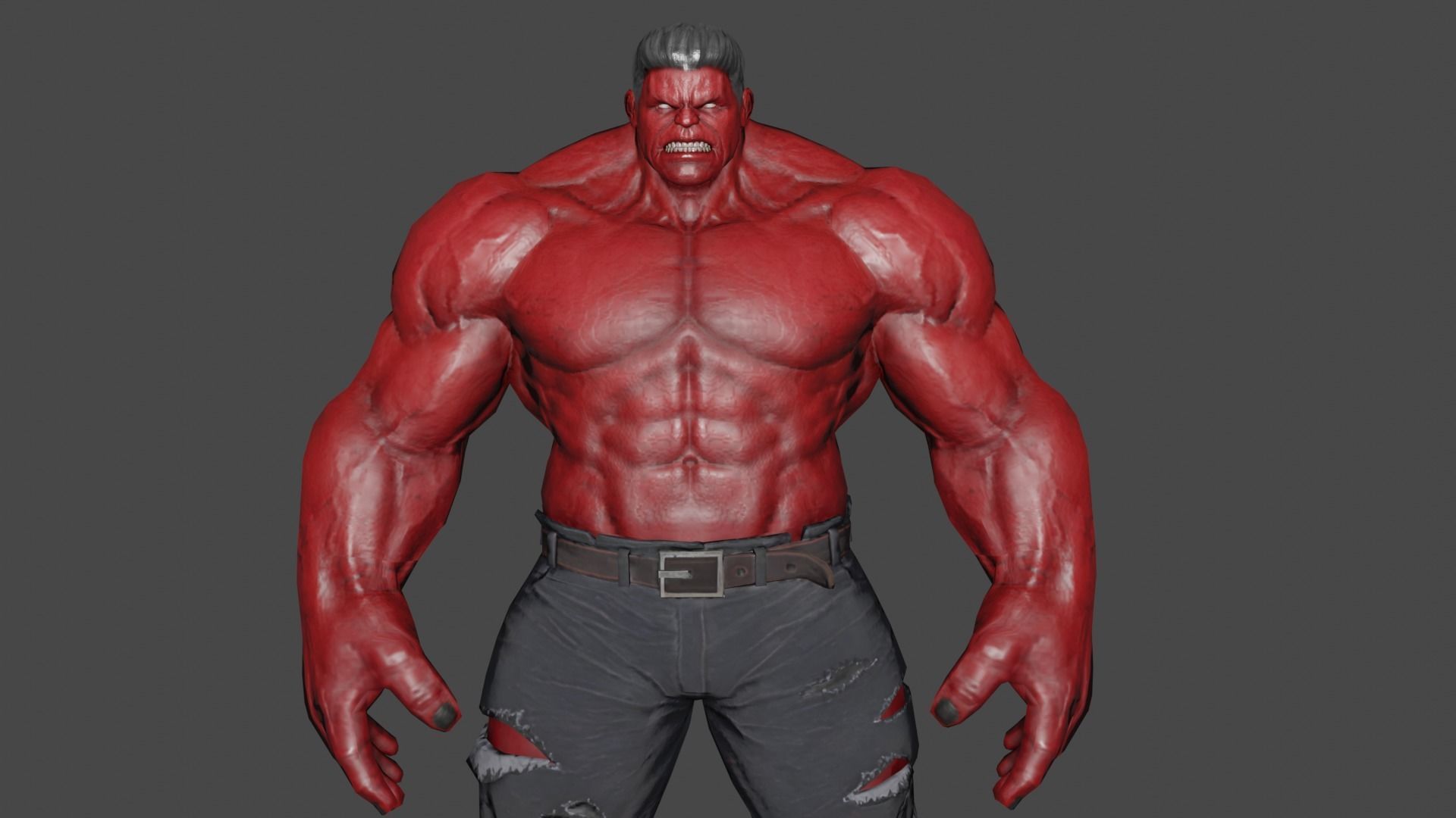 Red Hulk Low-poly 3D model_1