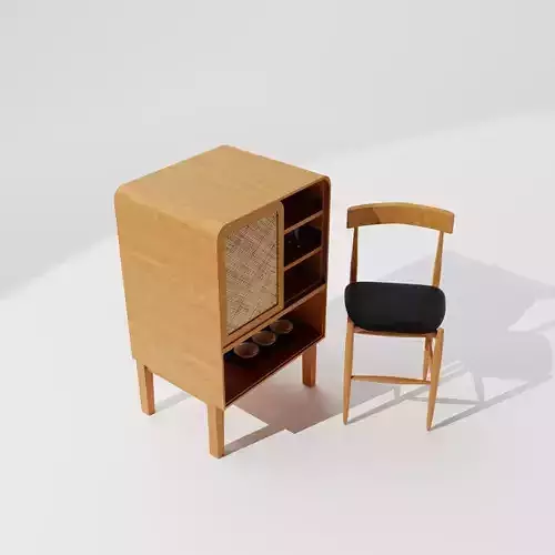 Mini Bar and Chair Model Set