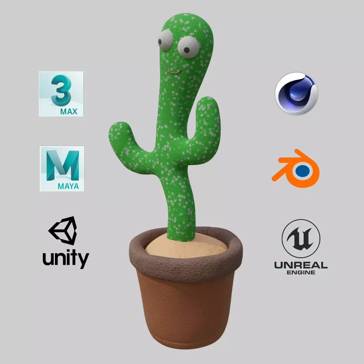 Dancing Cactus Toy - Rigged and Animated Low-poly 3D model