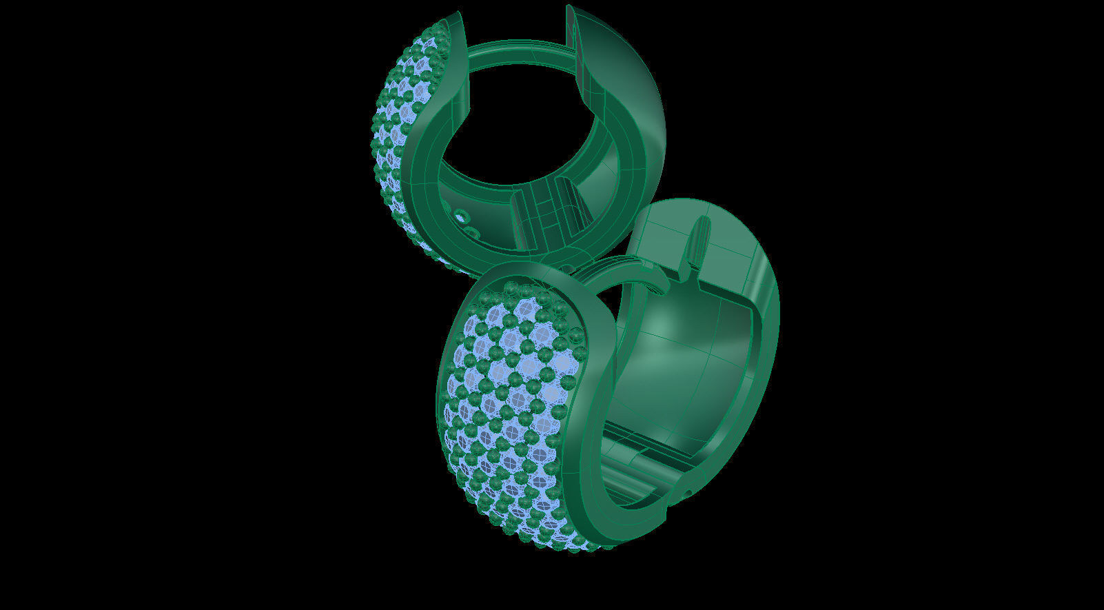 Huggie Clicker Hoop Earring with Diamonds 3D print model_7