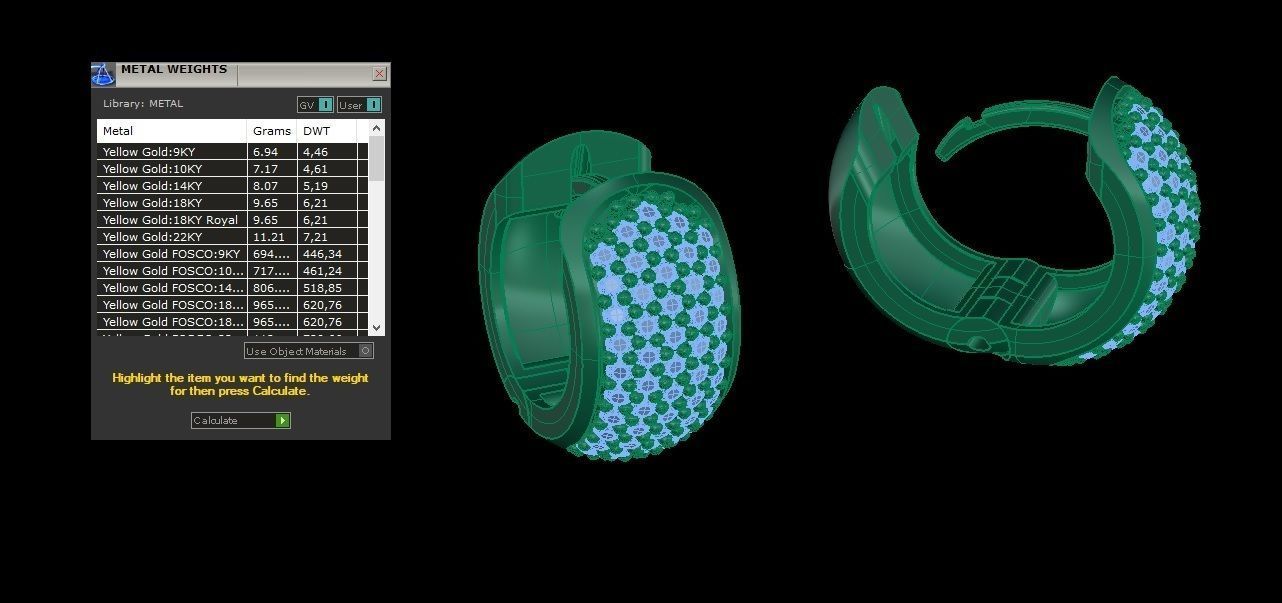 Huggie Clicker Hoop Earring with Diamonds 3D print model_10