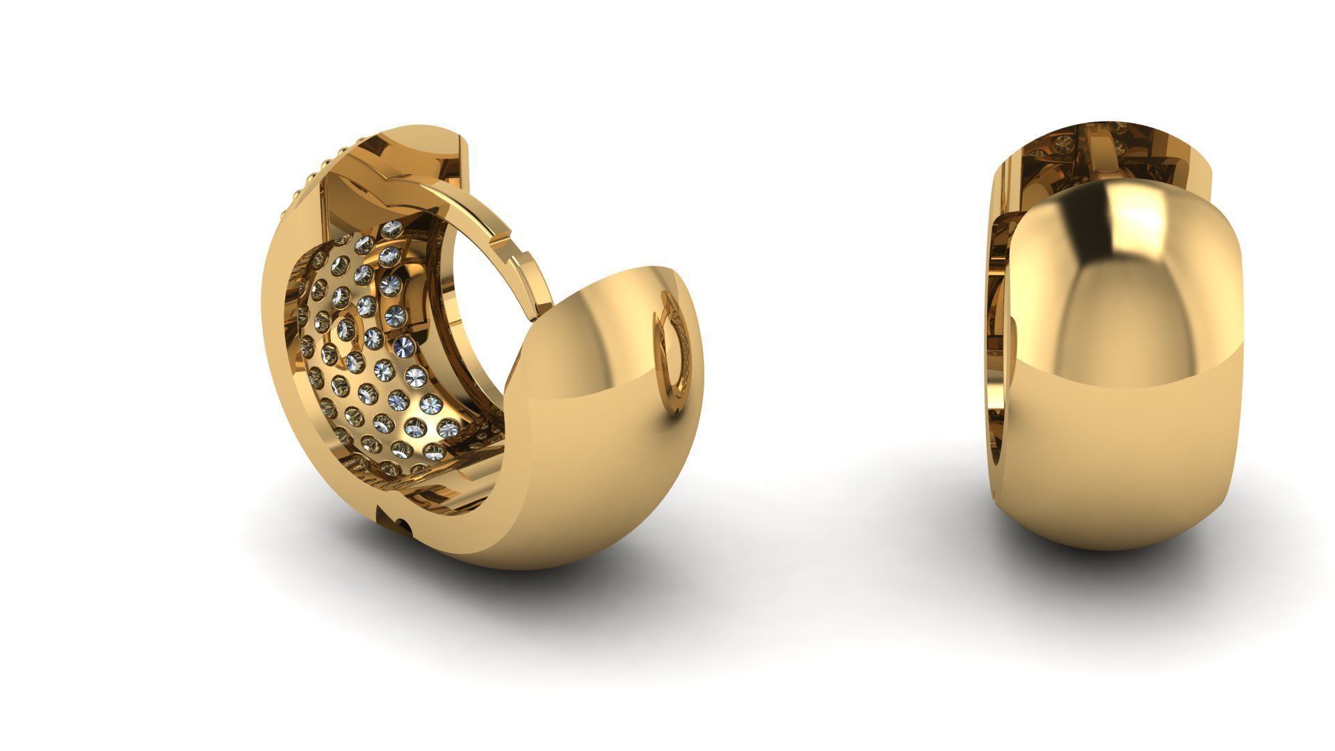 Huggie Clicker Hoop Earring with Diamonds 3D print model_3