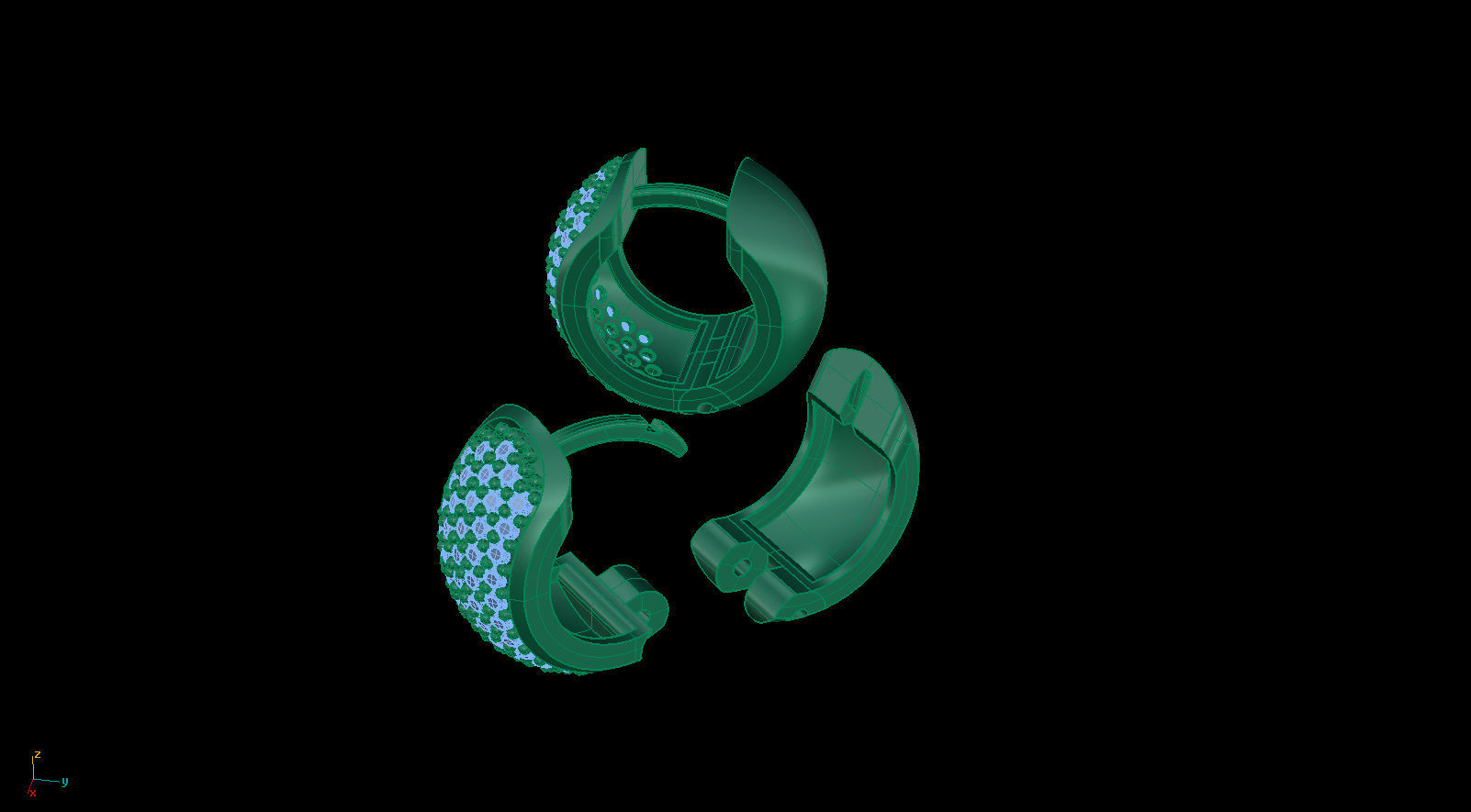 Huggie Clicker Hoop Earring with Diamonds 3D print model_12