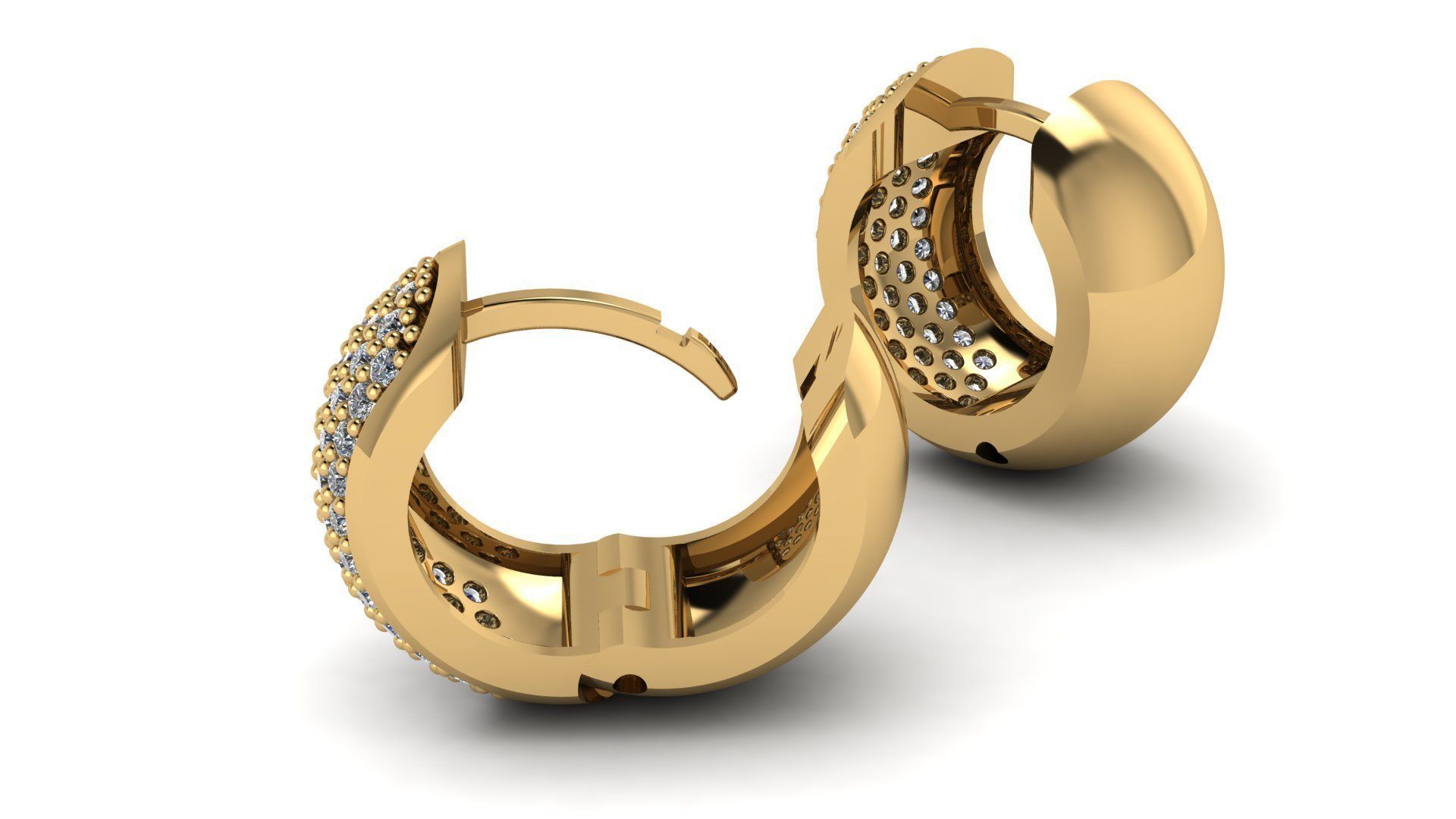 Huggie Clicker Hoop Earring with Diamonds 3D print model_2