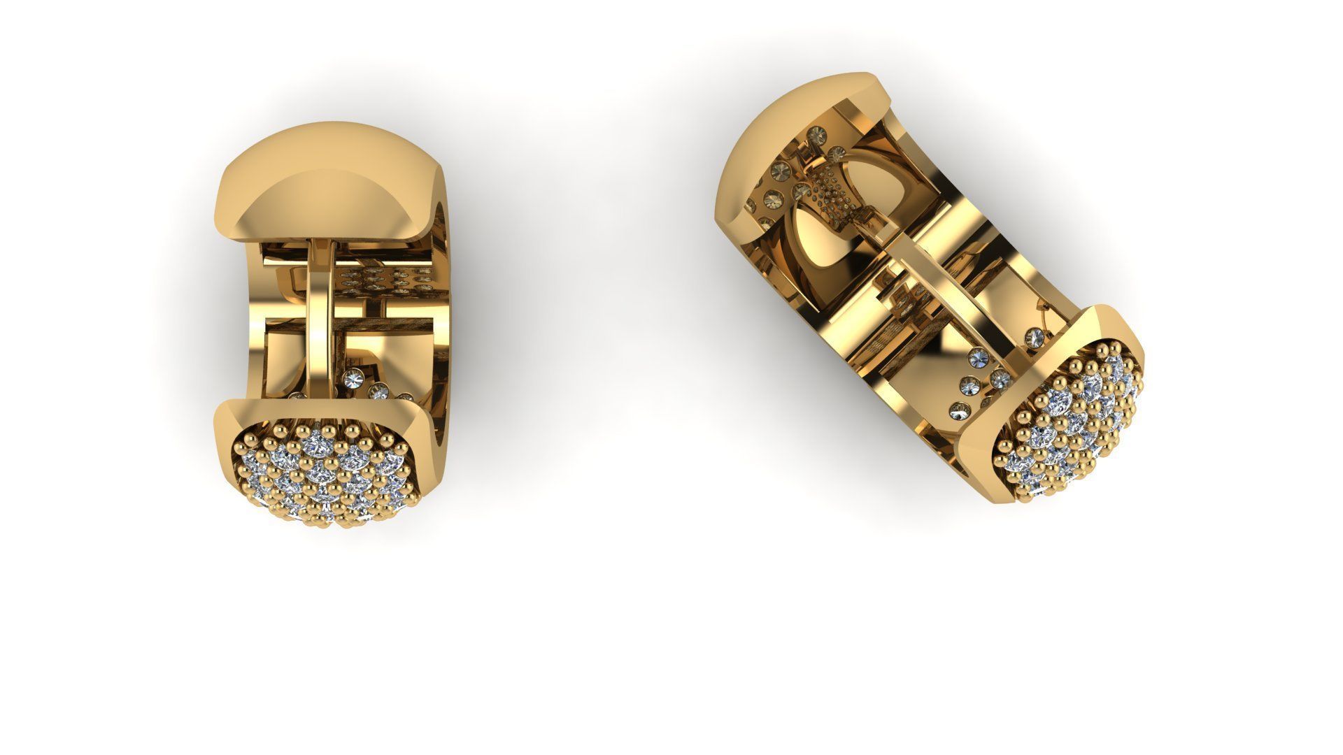 Huggie Clicker Hoop Earring with Diamonds 3D print model_4