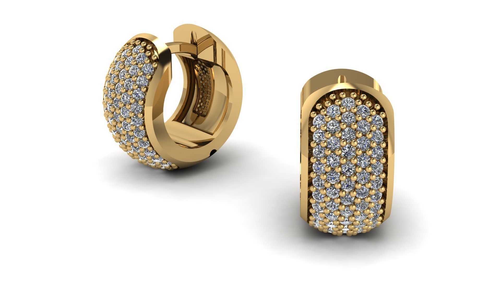 Huggie Clicker Hoop Earring with Diamonds 3D print model_1