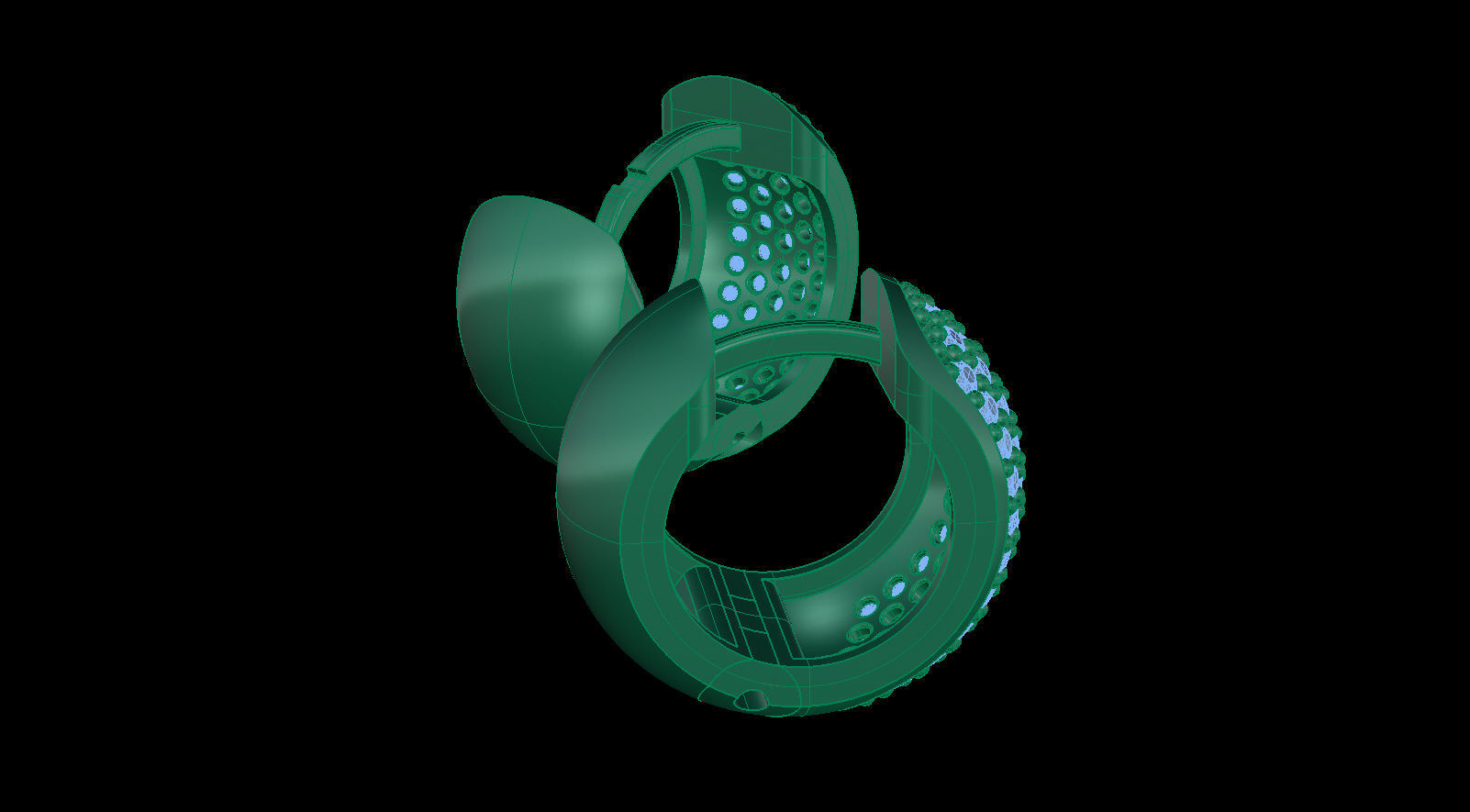 Huggie Clicker Hoop Earring with Diamonds 3D print model_6