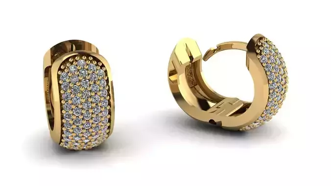 Huggie Clicker Hoop Earring with Diamonds