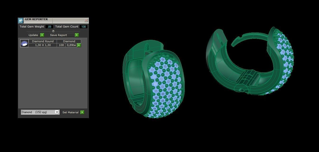 Huggie Clicker Hoop Earring with Diamonds 3D print model_11