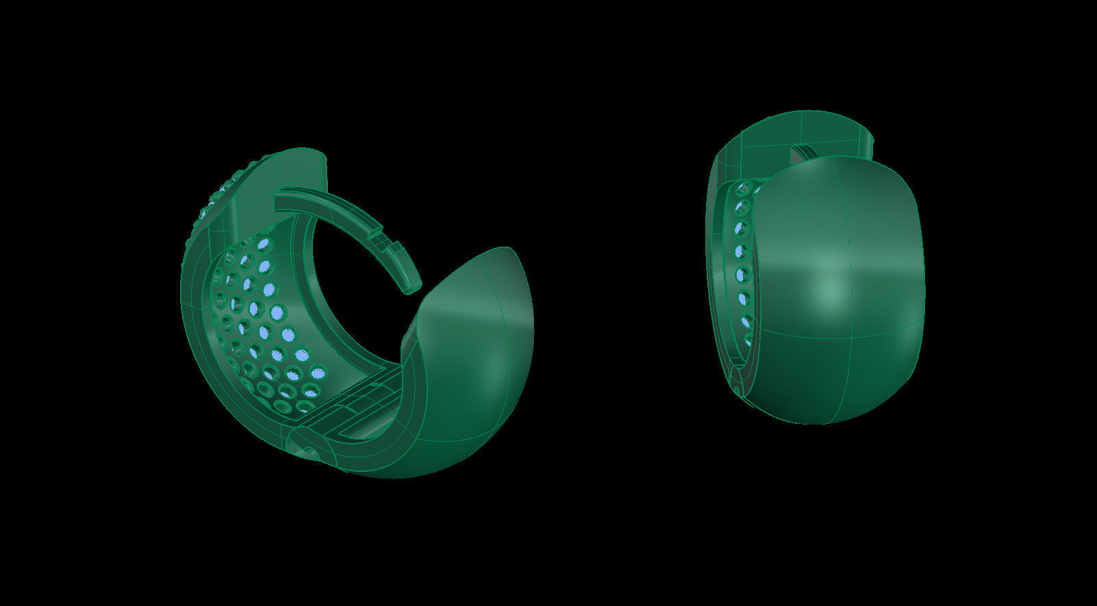 Huggie Clicker Hoop Earring with Diamonds 3D print model_8