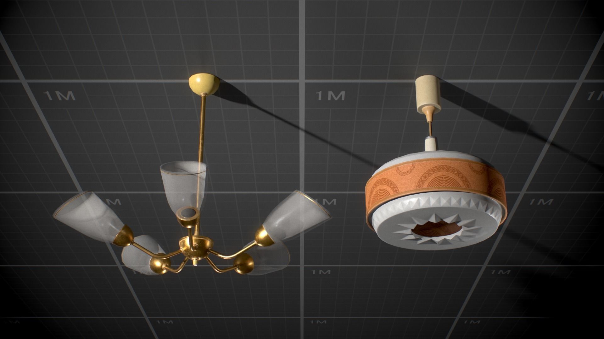 Soviet Ceiling Lamp - Chandelier Low-poly 3D model_2