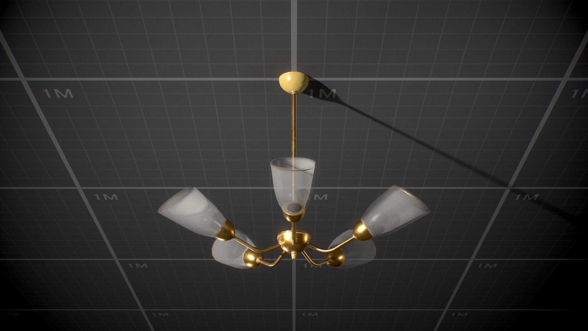 Soviet Ceiling Lamp - Chandelier Low-poly 3D model_3