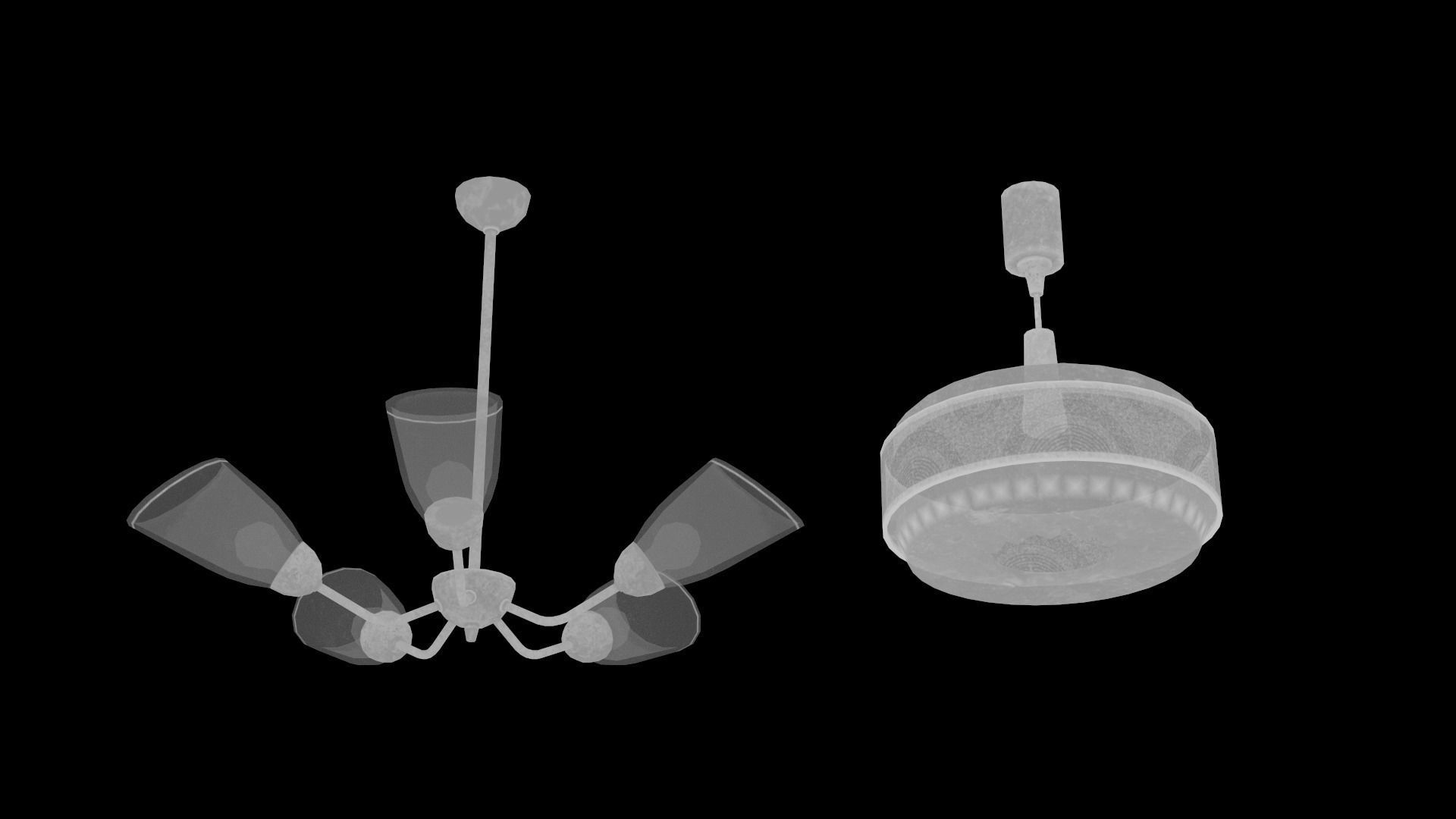 Soviet Ceiling Lamp - Chandelier Low-poly 3D model_7