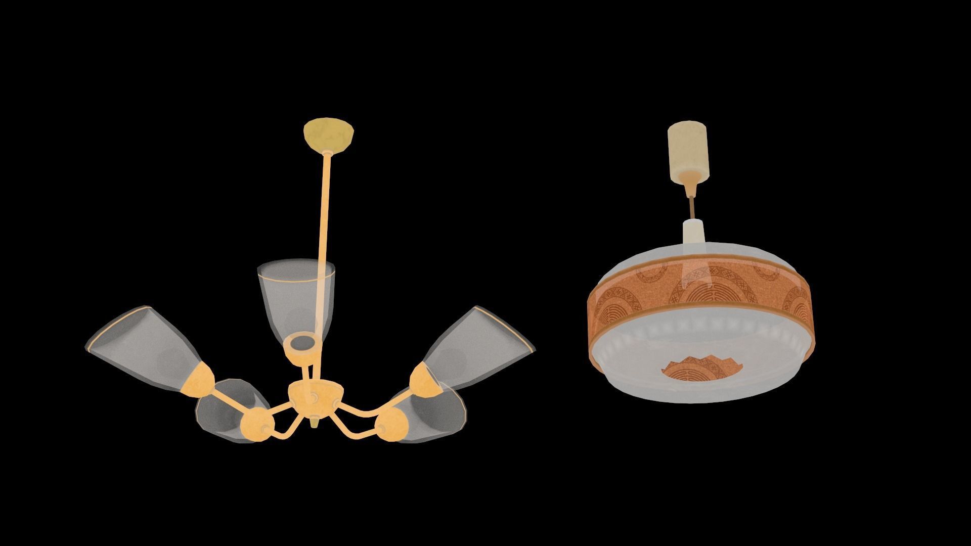 Soviet Ceiling Lamp - Chandelier Low-poly 3D model_6