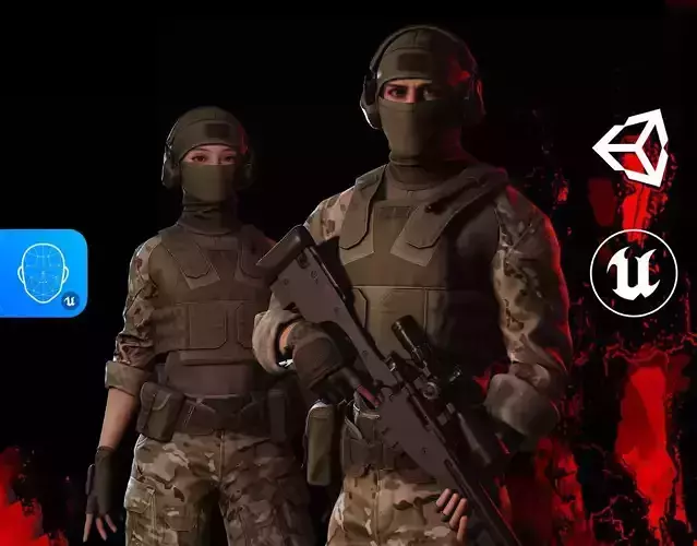 Rapid Fire Military Character - Sniper Low-poly 3D model