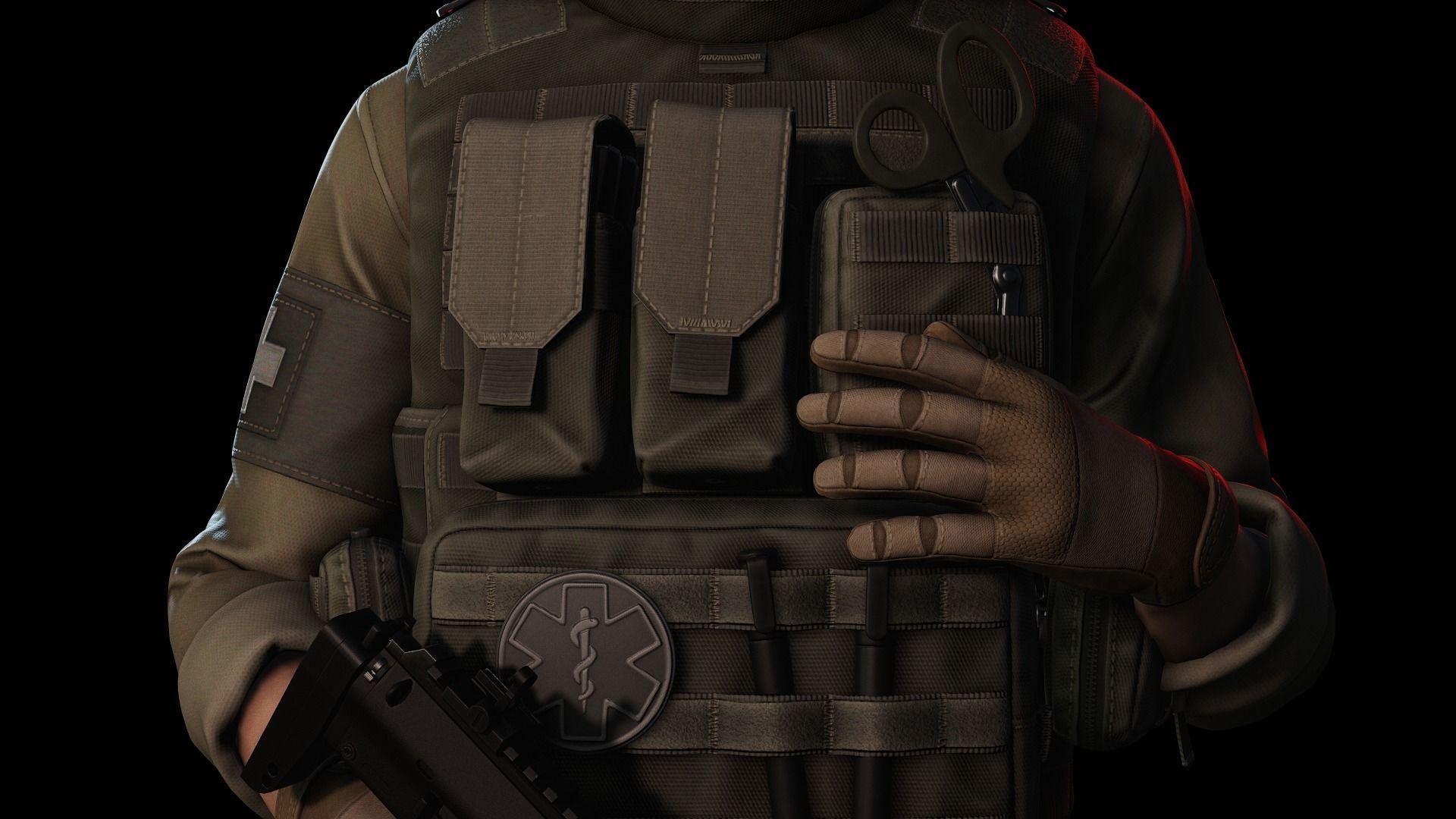 Rapid Fire Military Character - Medic Low-poly 3D model_20