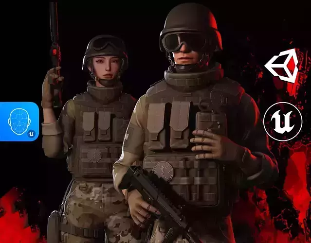 Rapid Fire Military Character - Medic Low-poly 3D model