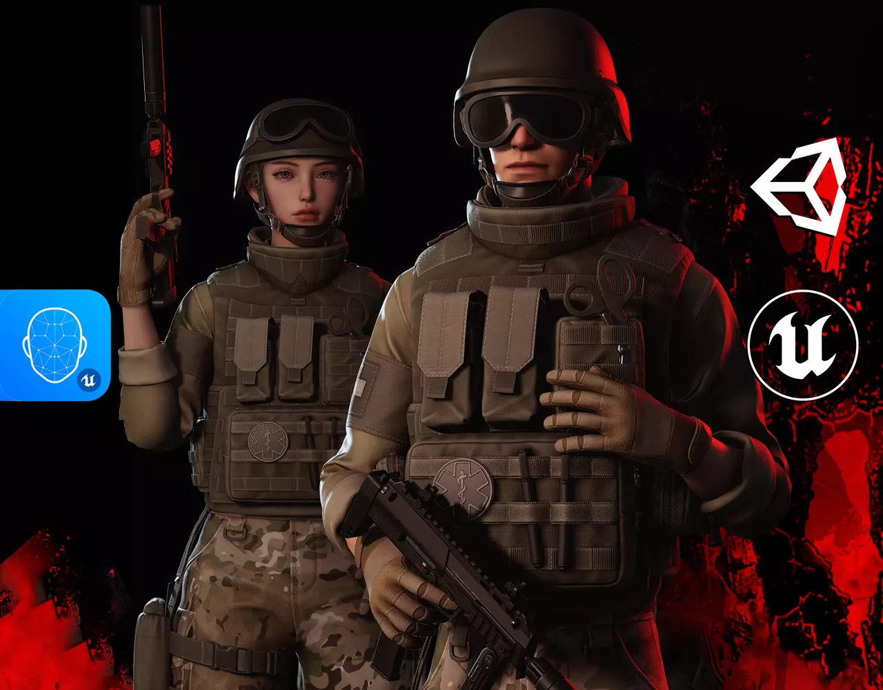 Rapid Fire Military Character - Medic Low-poly 3D model_0