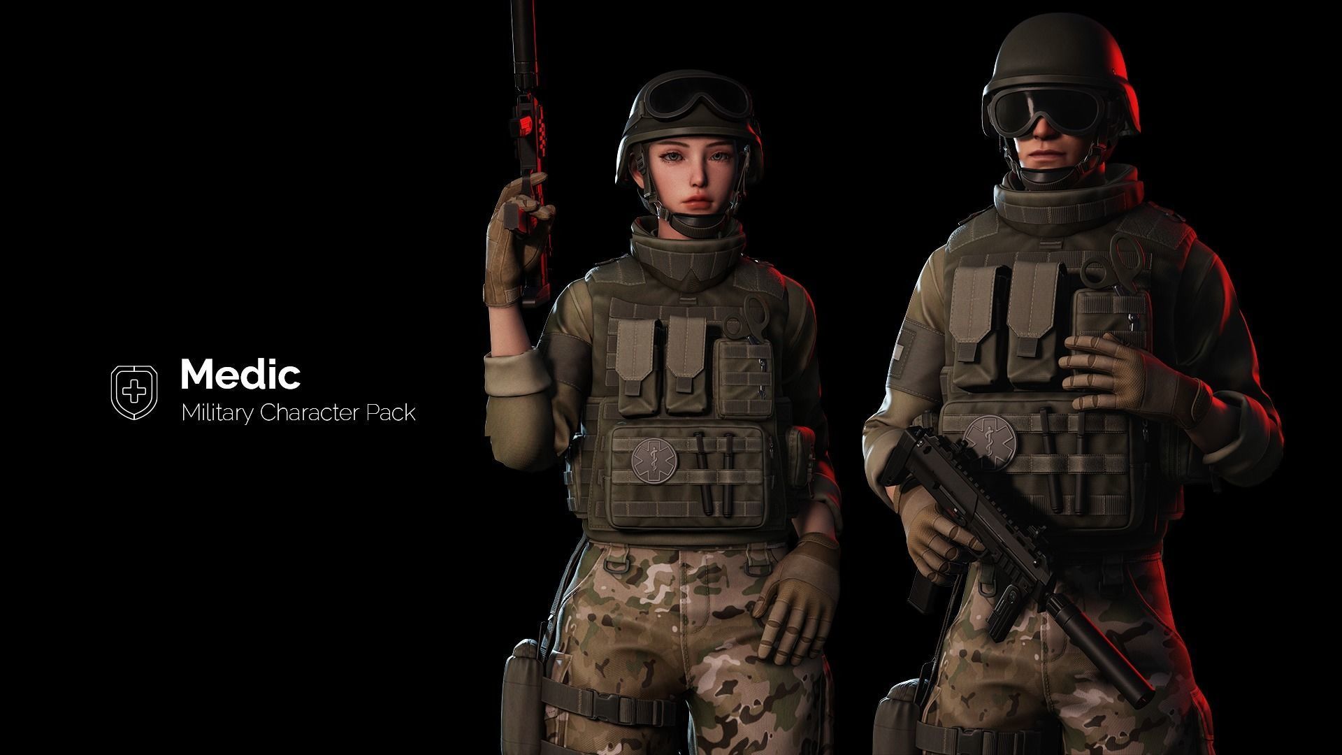 Rapid Fire Military Character - Medic Low-poly 3D model_3