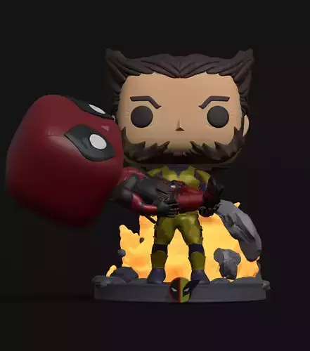 Wolverine e Deadpool Funko Pop Duo 3D Model - Marvel