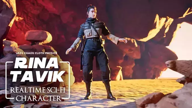 Rina Tavik Rigged Star Wars inspired Sci-Fi Character Low-poly 3D model