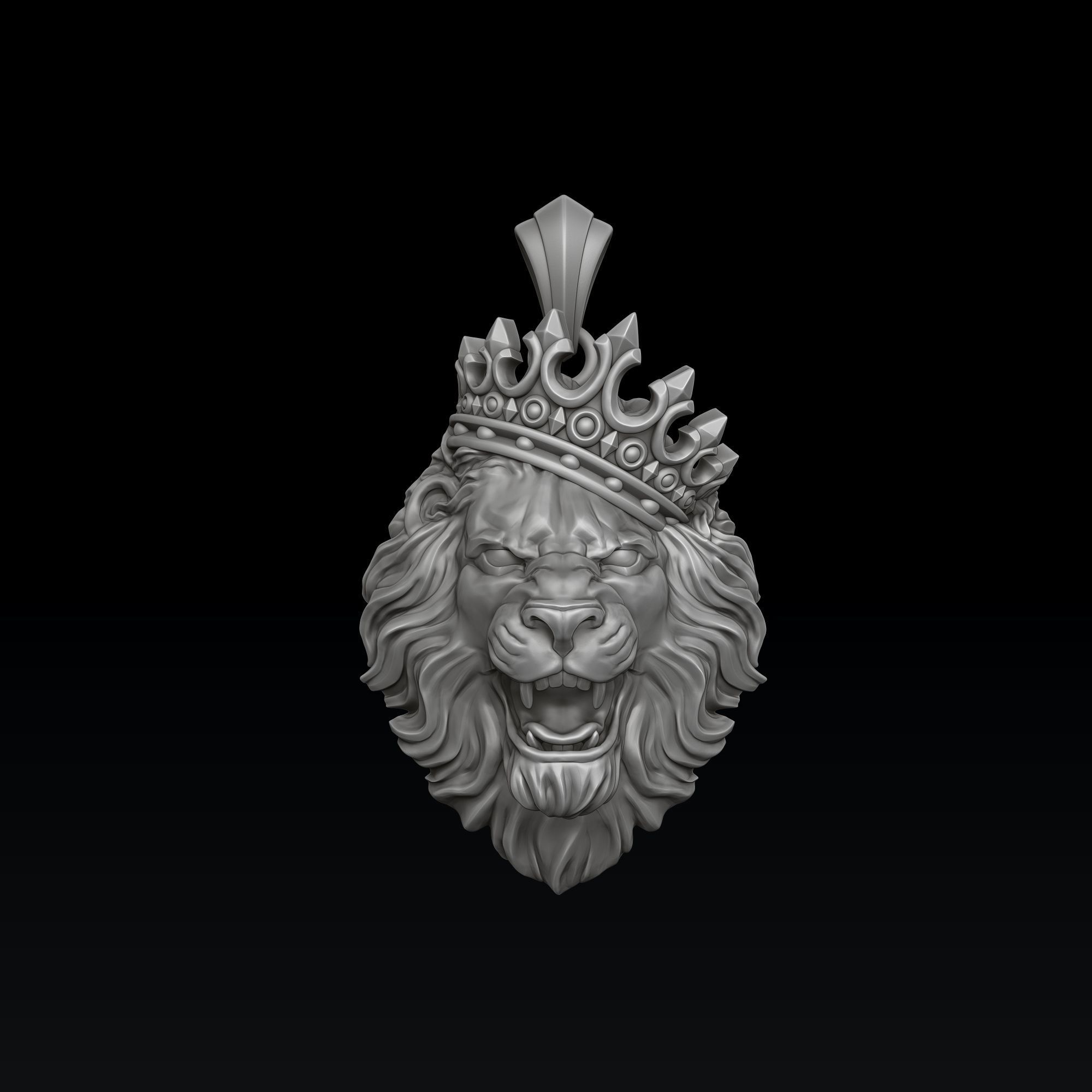 Lion With Crown V2 Pendant 3D print model_2