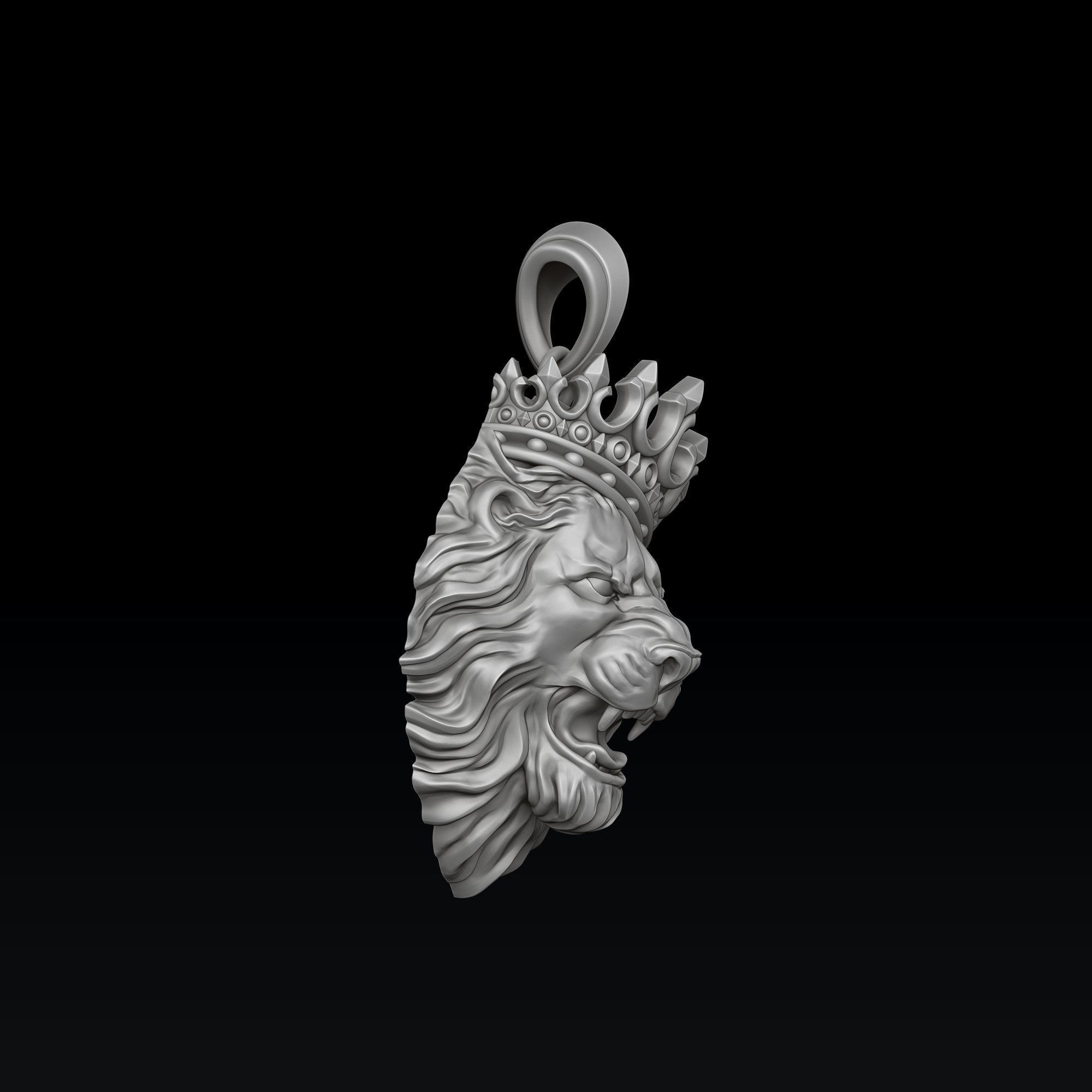 Lion With Crown V2 Pendant 3D print model_7