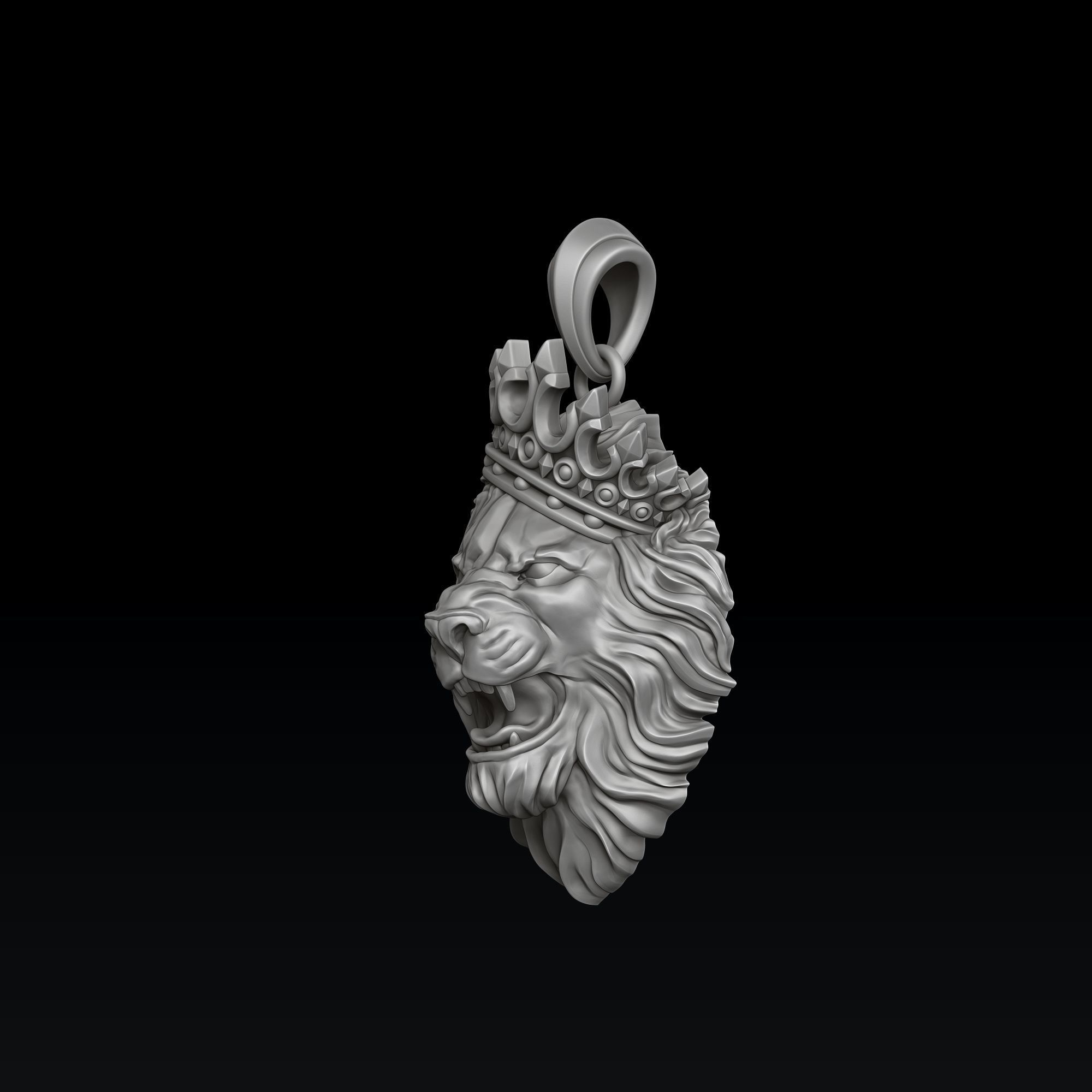 Lion With Crown V2 Pendant 3D print model_1