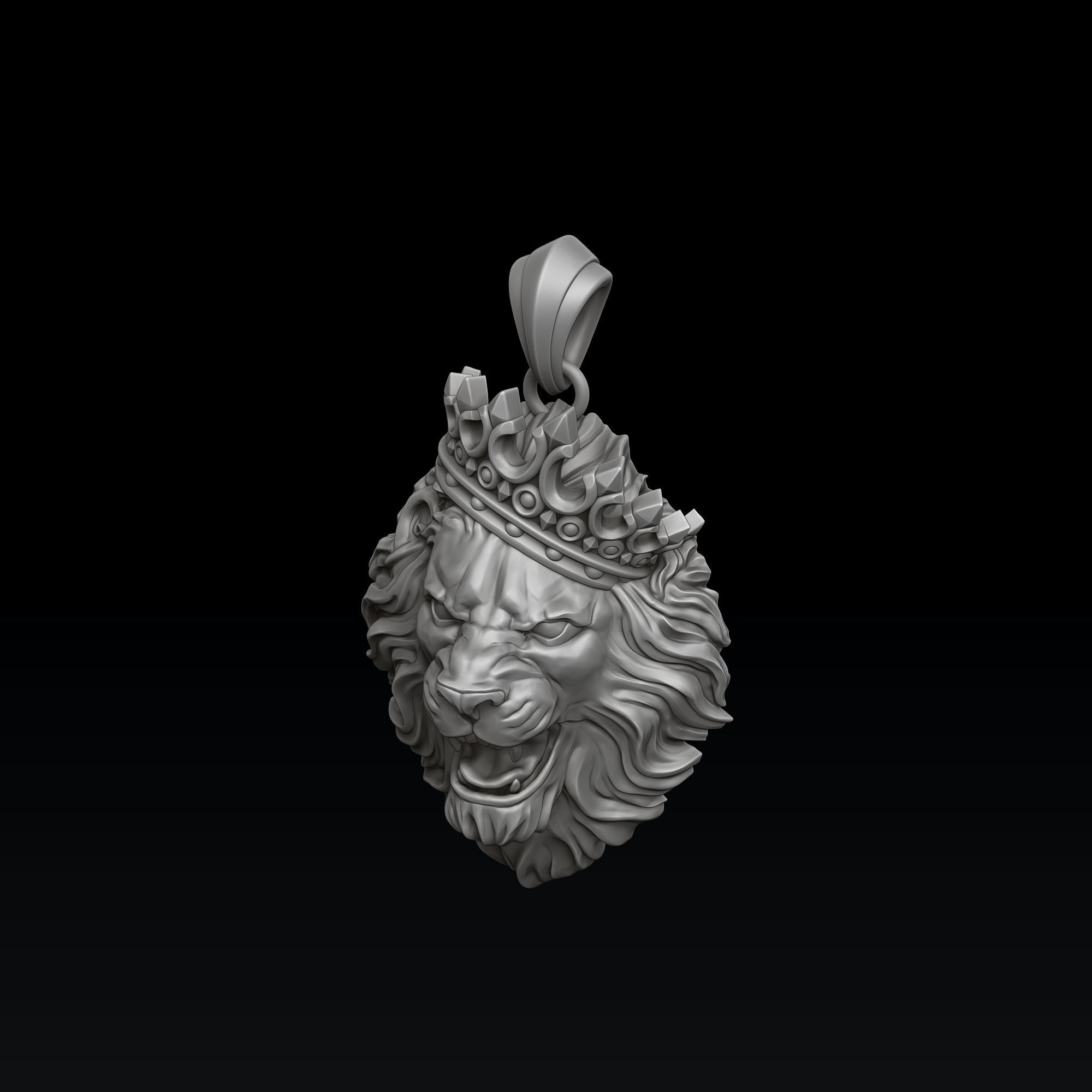 Lion With Crown V2 Pendant 3D print model_5