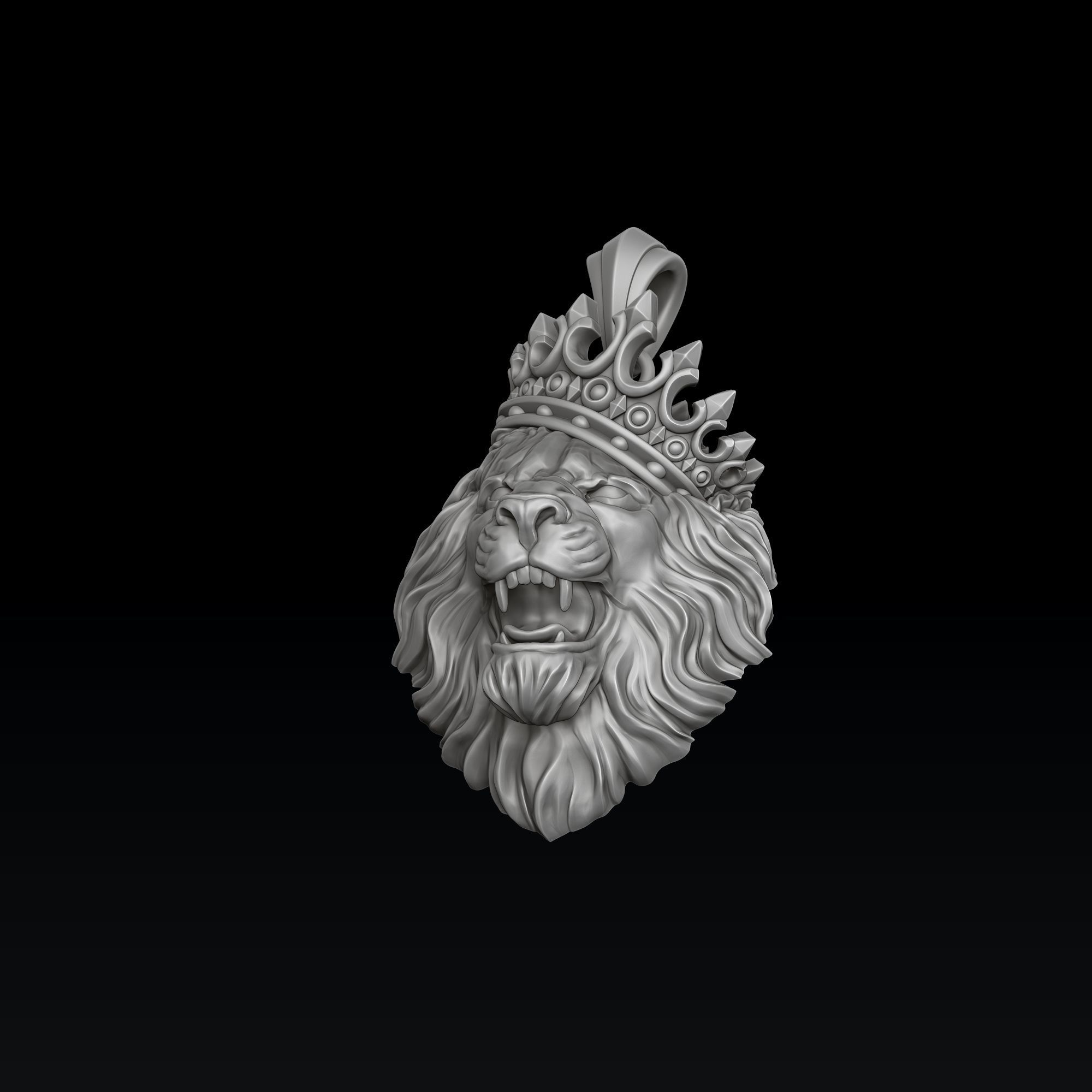 Lion With Crown V2 Pendant 3D print model_6