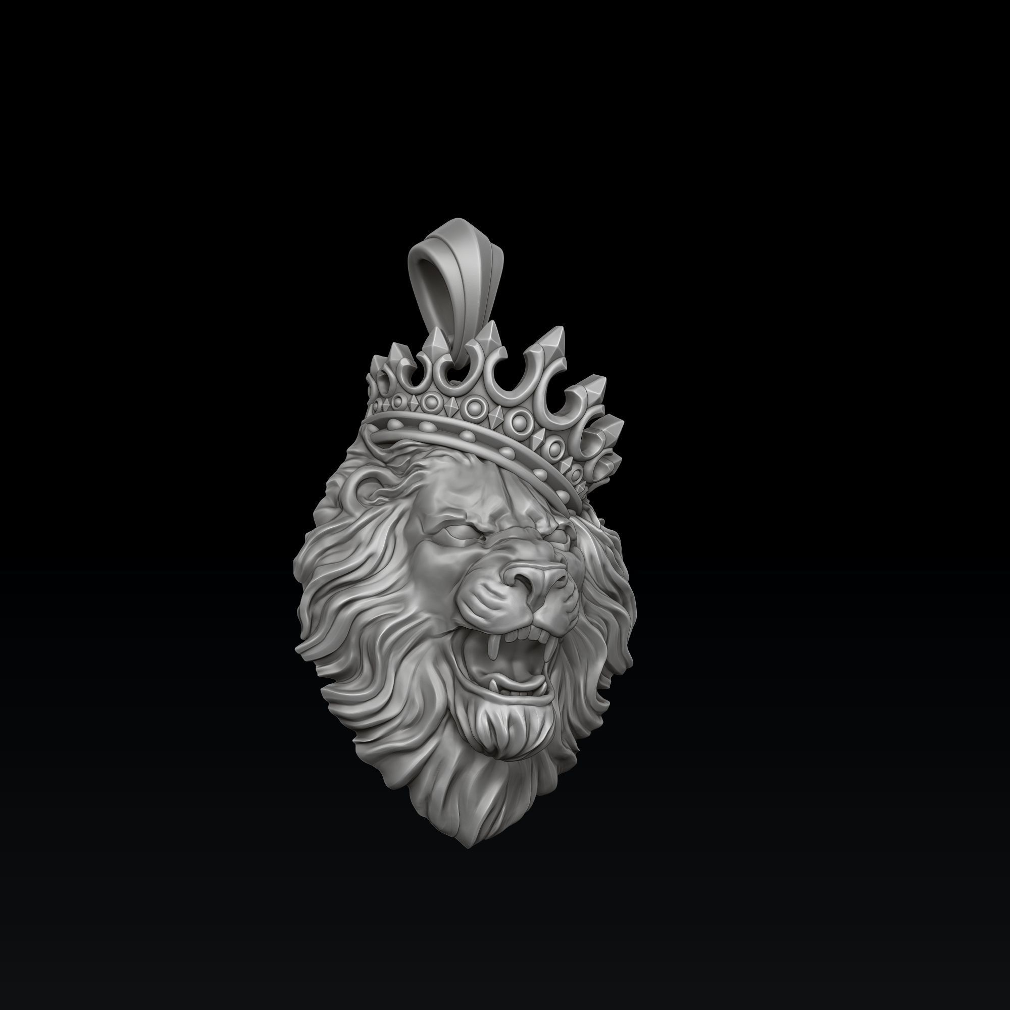Lion With Crown V2 Pendant 3D print model_4