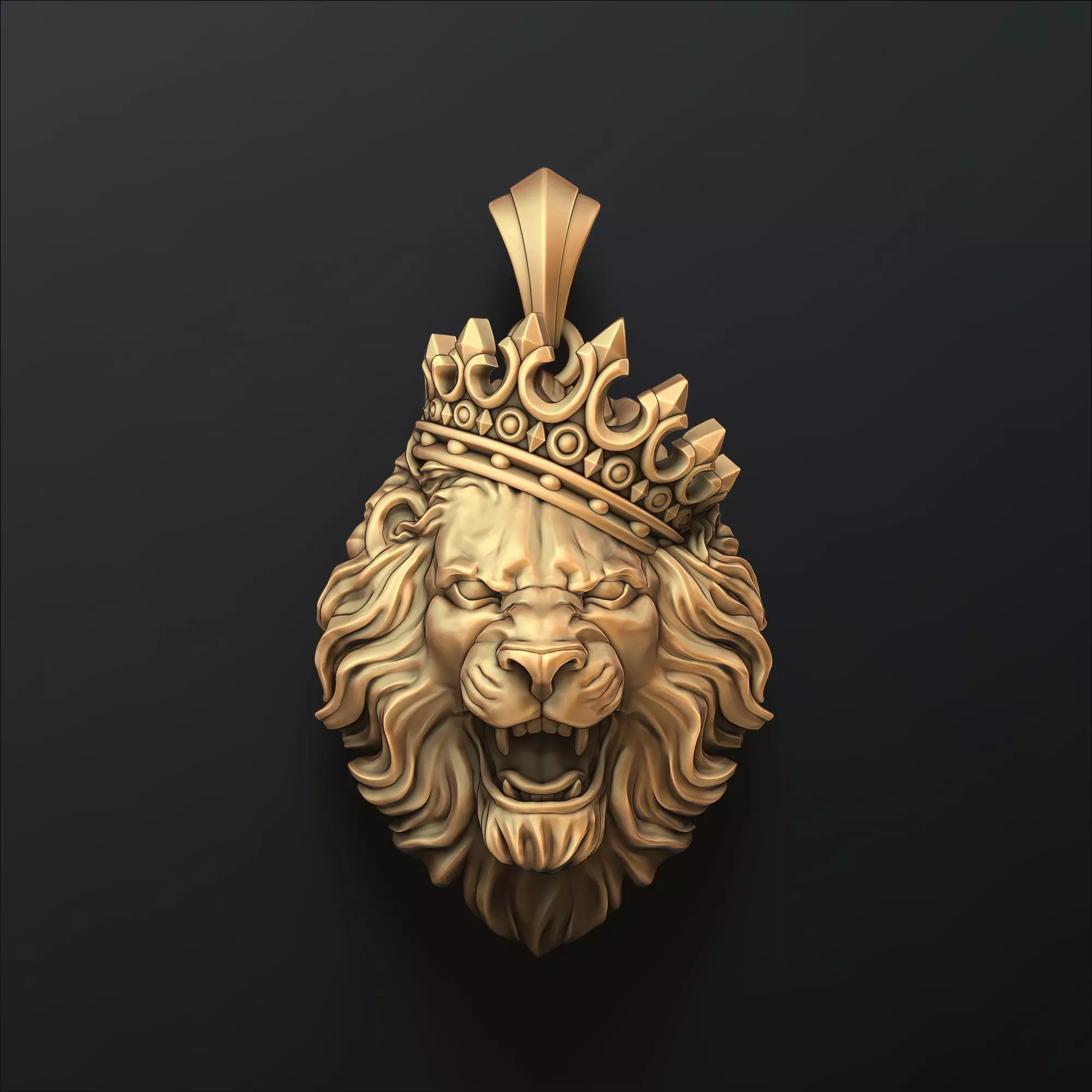 Lion With Crown V2 Pendant 3D print model_0