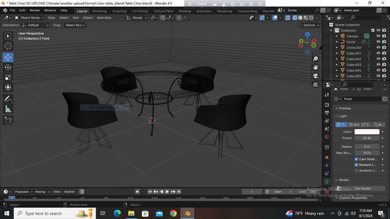 Dining Table with Chairs for Hotel and Academy 3D model_18