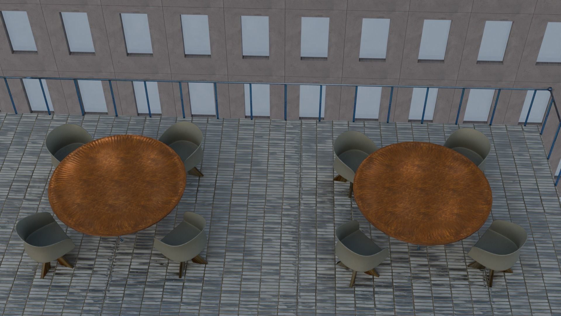 Dining Table with Chairs for Hotel and Academy 3D model_7