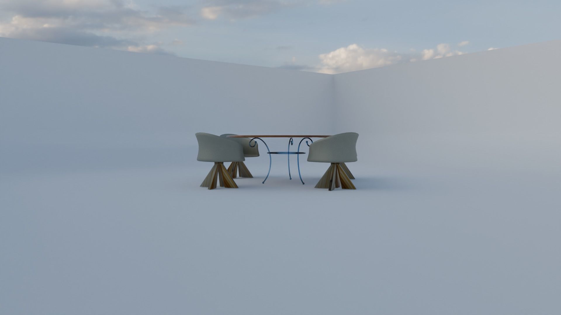 Dining Table with Chairs for Hotel and Academy 3D model_12