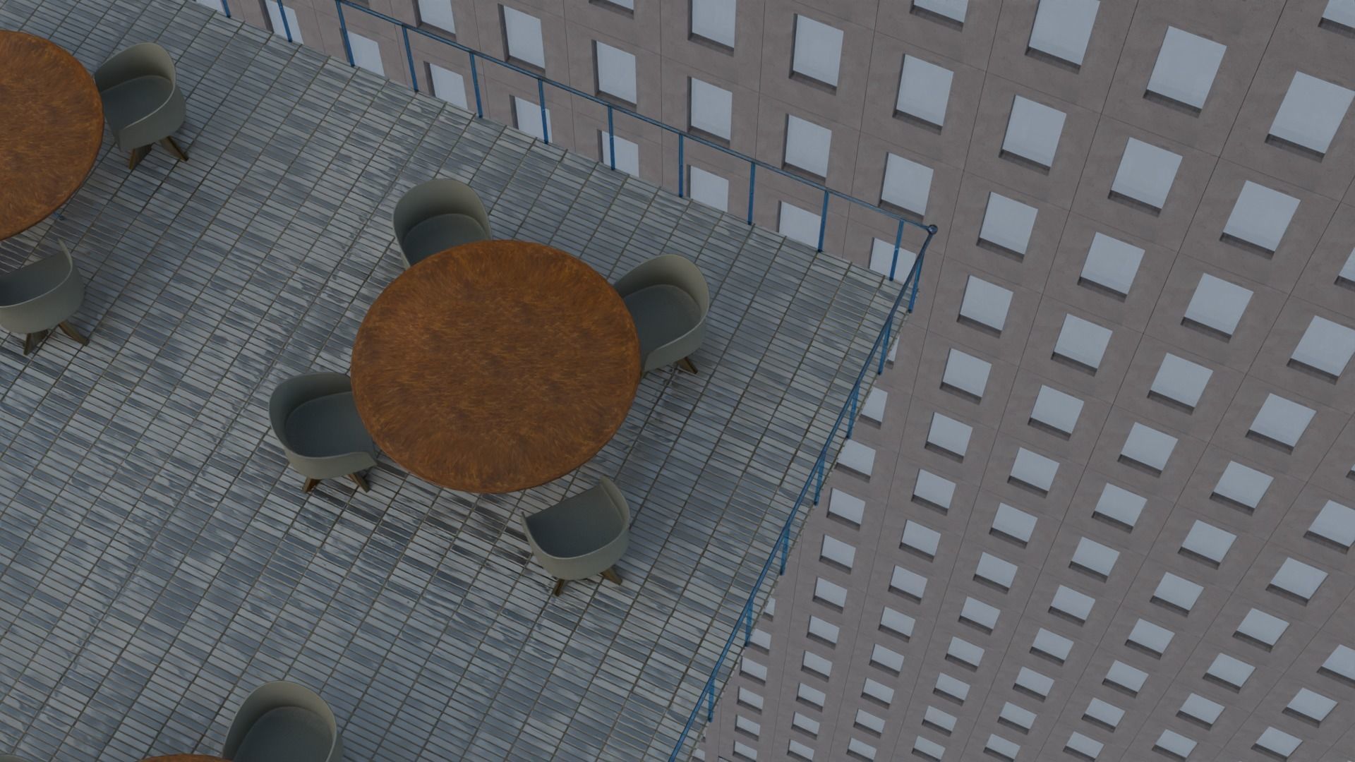 Dining Table with Chairs for Hotel and Academy 3D model_6