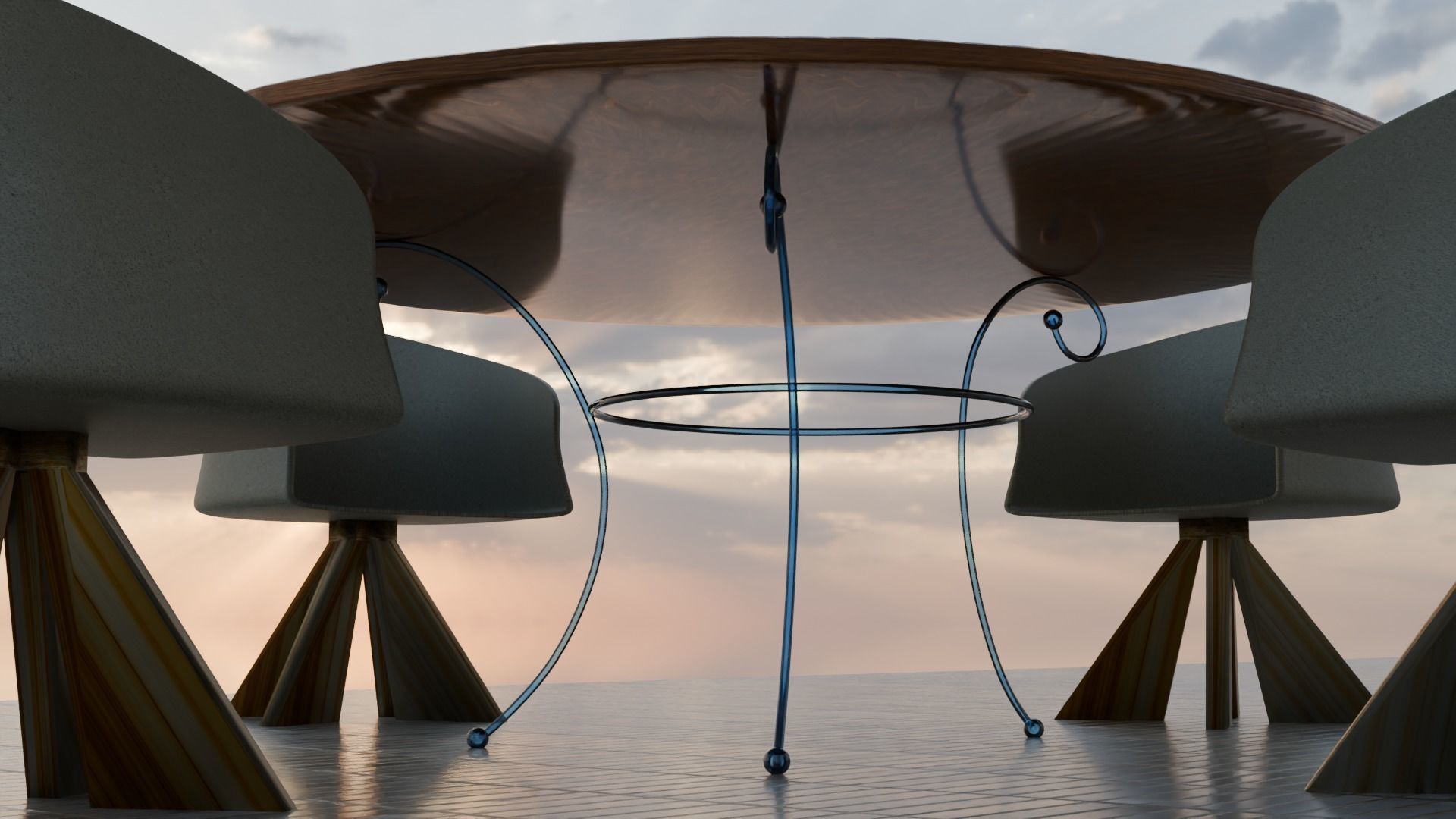 Dining Table with Chairs for Hotel and Academy 3D model_5