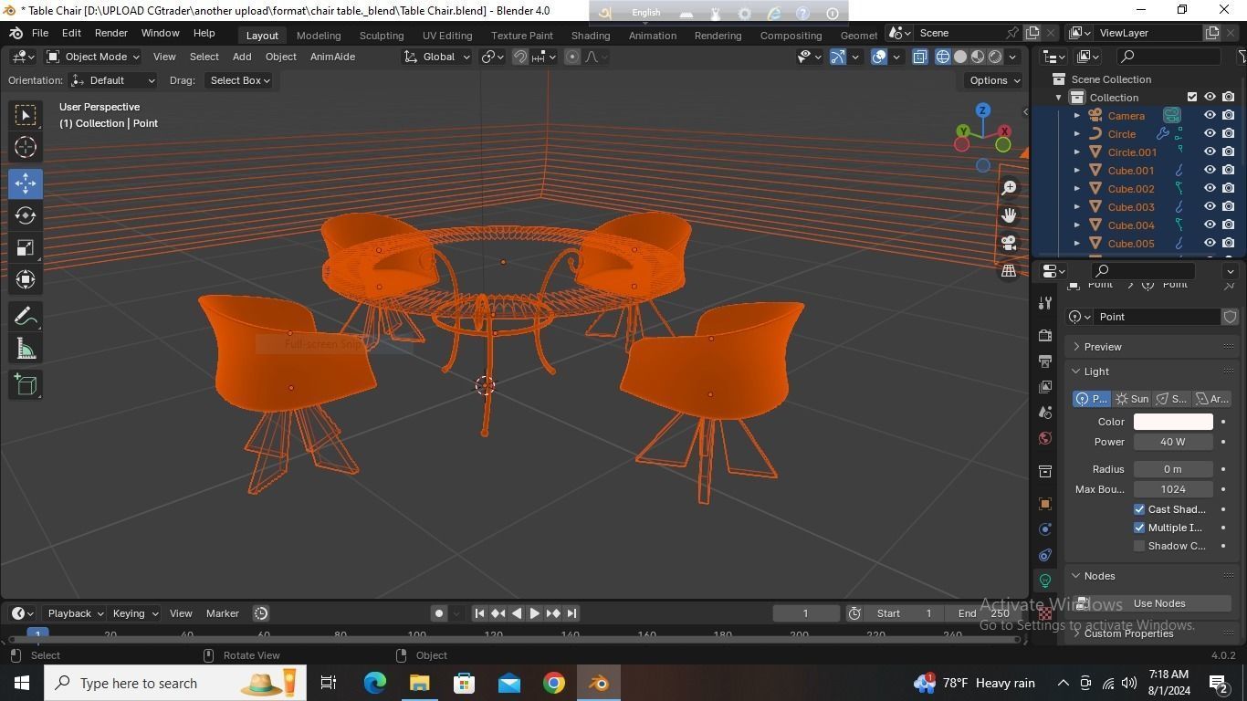 Dining Table with Chairs for Hotel and Academy 3D model_19