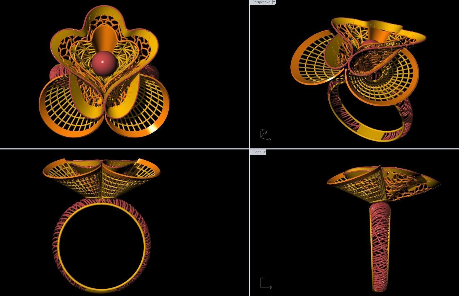 10 Fusion Jali Ring collection 3D print model_2