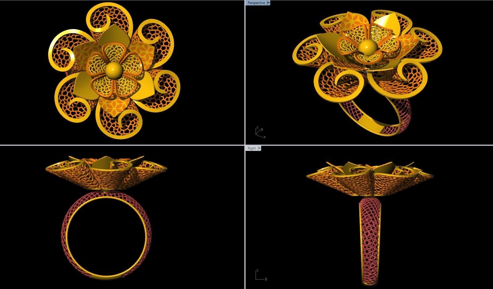 10 Fusion Jali Ring collection 3D print model_3