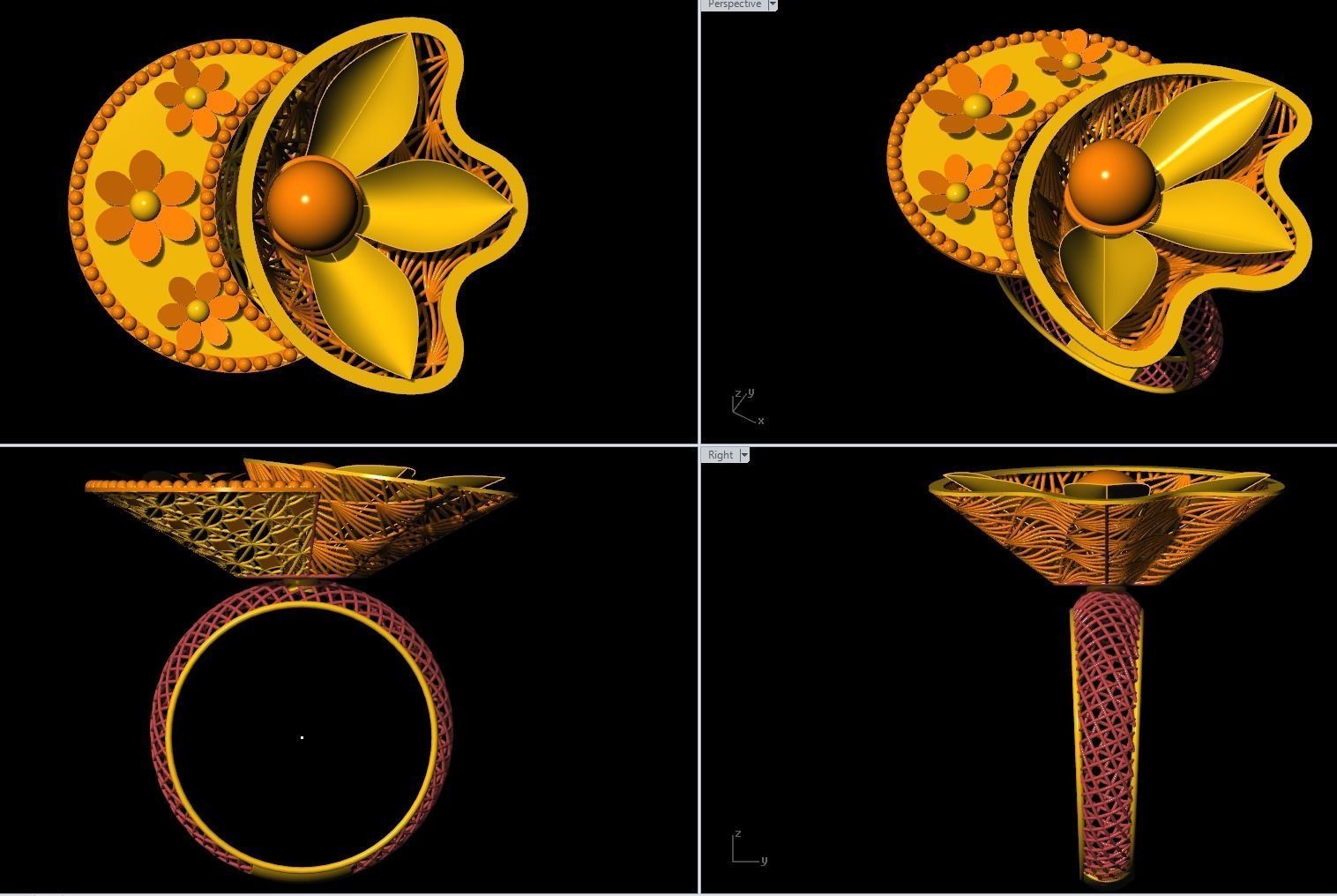 10 Fusion Jali Ring collection 3D print model_4