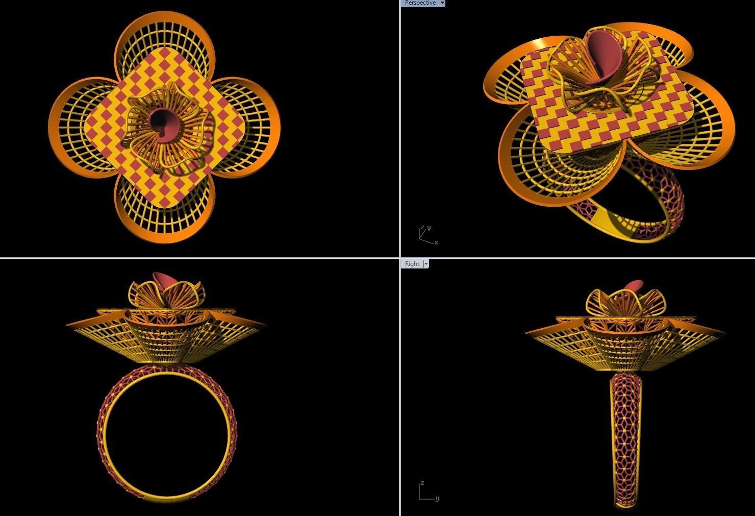 10 Fusion Jali Ring collection 3D print model_5