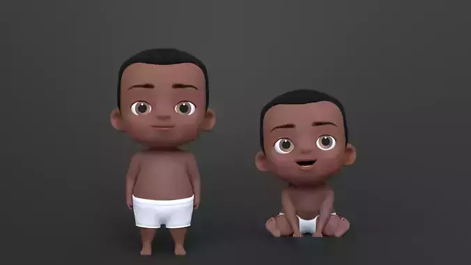 Cartoon Baby Character Low-poly 3D model
