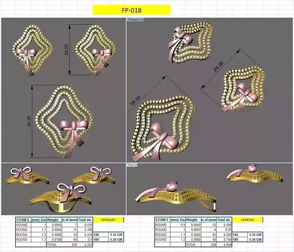 54 PENDANT ERAING SET 3DM  